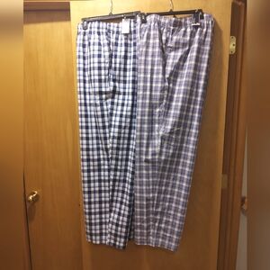 NWT 2 - 3XLT Woven Cotton  Blue Plaid Sleep Pants Firm Price